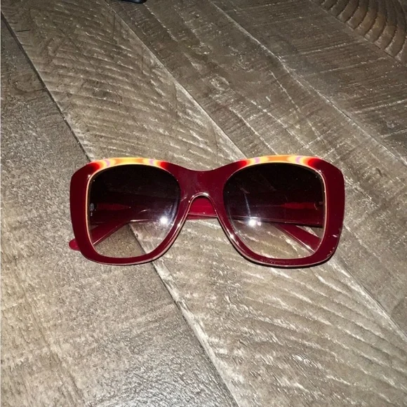 Cartier Paris Womens Maroon Yellow Outdoor Full Rim Cat-Eye  display picture 1